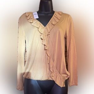 Anthropology Sundays in Brooklyn Ruffle Wrap Top Size XSP NWT
